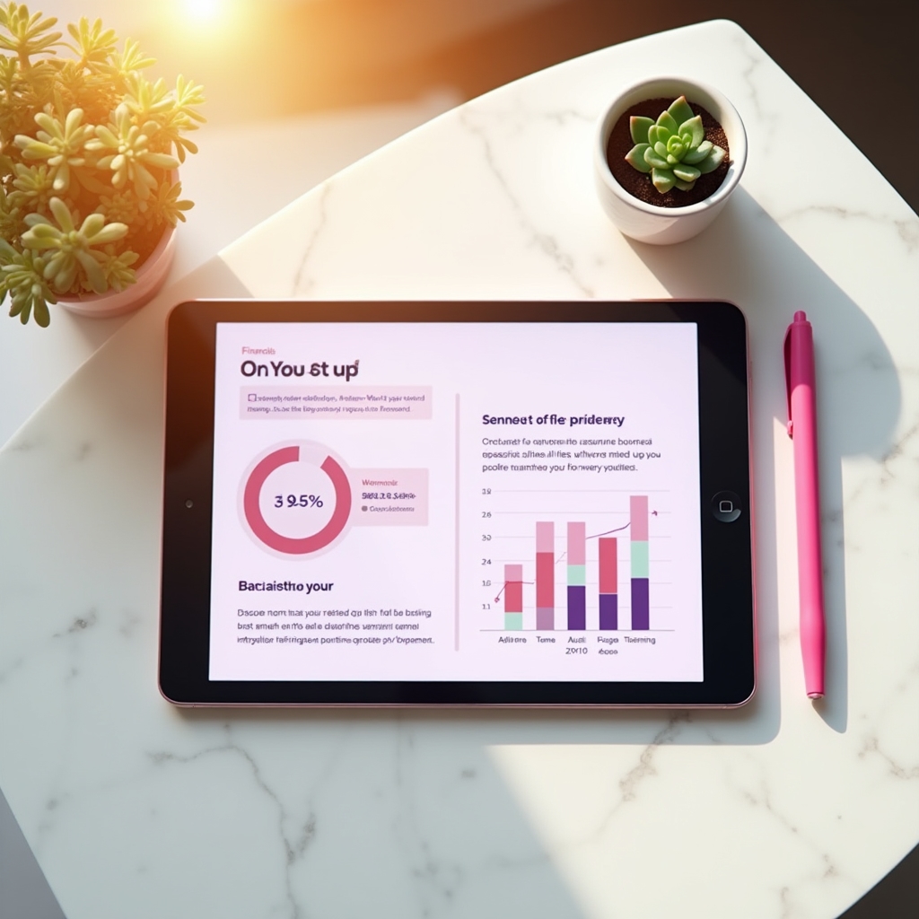 Short financial lessons on a tablet screen